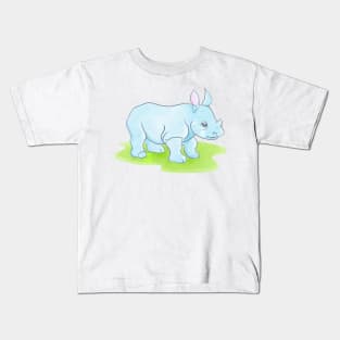 Baby Blue Rhino Kids T-Shirt